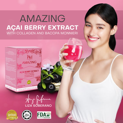 Acai Berry Juice with Collagen and Bacopa Monniere | 3 Boxes | 30 Sachets