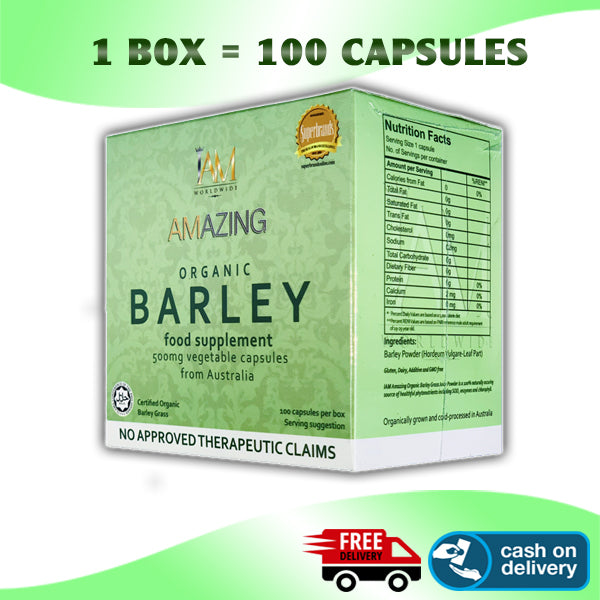 Amazing Organic Barley Capsule | 1 Box | 100 Capsules