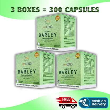 Amazing Organic Barley Capsule | 3 Boxes | 300 Capsules